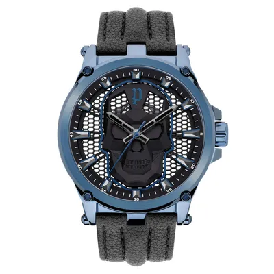 Produktbild von Police PEWJA2108202 Uhr Armbanduhr Herren Leder Edelstahl schwarz blau