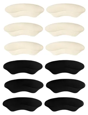 Produktbild von 12 Stueck Fersenpolster fuer zu grosse Schuhe Fersenschutz Fersenhalter aus weichem Schaumstoff Fersenkissen Schuheinlagen gegen Blasen und Reibung fuer High Heels Sneaker Schwarz und Beige
