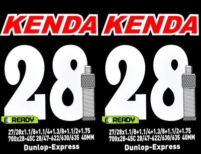 Produktbild von 2x Kenda Schlauch Fahrradschlauch 28" DV x 1.1/8 - 1.75 Blitz Dunlop E-Ready