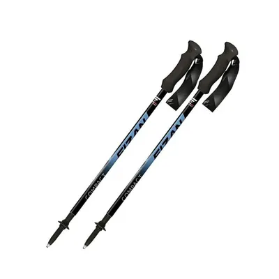 A pair of trekking poles against a white background.