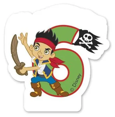 Produktbild von Jake und die Nimmerland Piraten Kerze Zahl 6