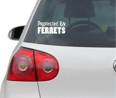 Produktbild von Aufkleber / Autoaufkleber - JDM - Die cut - Protected By Ferrets Decal Auto Fenster Laptop Sticker - weiß - 149mmx66mm