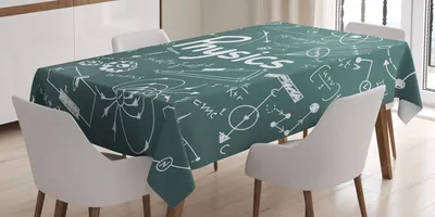 Obrázek produktu pro ABAKUHAUS Školní ubrus, fyzika, věda, vzdělávání, matematický vzorec, rovnice, školní správa, 140 x 170 cm, armádní zelená, bílá