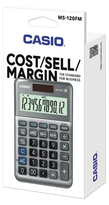 Zdjęcie produktu dla Casio MS-120FM, Desktop, Podstawowy kalkulator, 12 cyfr(y), Bateria/Energia słoneczna, Czarny