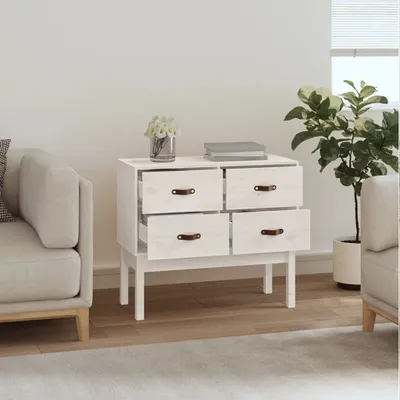 Image de vidaXL Armoire console blanc 90x40x78 cm pin massif