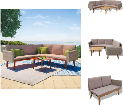 Produktbild von vidaXL 4-tlg. Garten-Lounge-Set mit Auflagen Poly Rattan Grau - Gartenmöbel-Sets