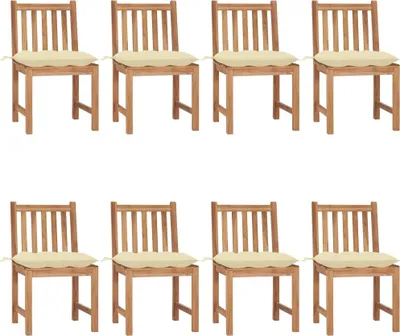 Produktbild von Gartenstühle 8 Stk. mit Kissen Massivholz Teak