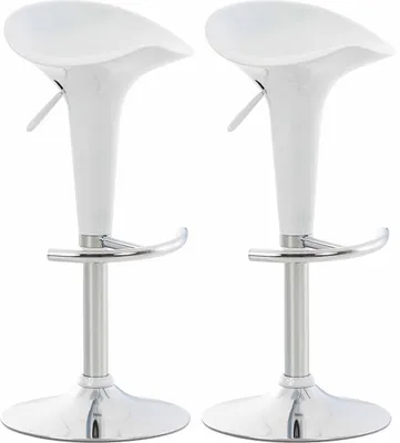 Produktbild von CLP 2er Set Barhocker Saddle mit drehbarem Kunsttoffsitz und Fußablage weiß