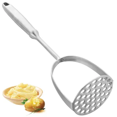 Obrázek produktu pro Vybraný nástroj na přípravu bramborové kaše. Nástroj na mačkání brambor, vyrobený z nerezové oceli, s dlouhou rukojetí. Brambory