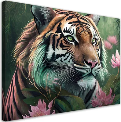 Produktbild von Leinwandbild Tiger Tropische Tiere 120x80 Feeby Rosa bild für die wand bereit zum aufhängen