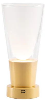 Produktbild von Zafferano Soffio Vase - Wiederaufladbare IP65-LED-Tischleuchte Vasenfunktion, Touch-Dimmer, klarem Glas und goldenem Sockel 10 Stunden Akkulaufzeit