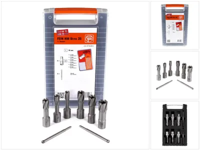 Produktbild von FEIN HM Ultra 35 Zubehörset Best of Kernbohrer 3/4" Weldon 8-tlg 35 mm Schnitttiefe in Kunststoffbox ( 63127714020  )