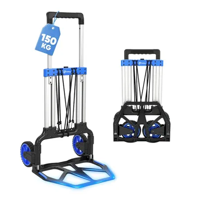 Produktbild von Sekey Klappbare Sackkarre, bis 150 kg, Alu Transportkarre, höhenverstellbarer Griff, mit XXL Anti-Rutsch-Plattform