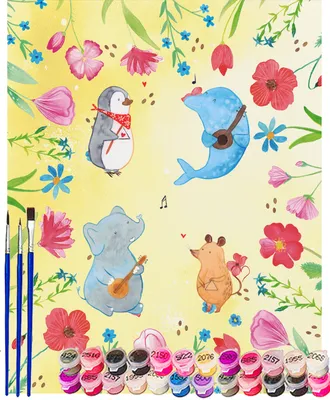 Produktbild von Mr. & Mrs. Panda Malen nach Zahlen Big Band 40 x 50 cm Mit Rahmen - Gelb Pastell - Geschenk, Delfin, lustige Sprüche, Tiere, Musik, Gute Laune, Ausmalbild, Triangel, DIY