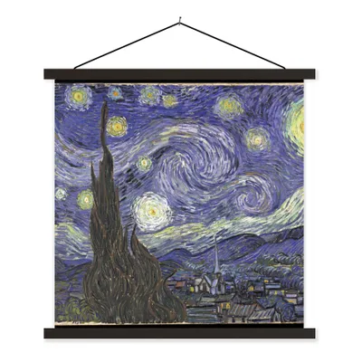 Produktbild von MuchoWow® Textilposter Sternennacht - Vincent van Gogh 90x90 cm mit schwarzem Rahmen - Magnetisches