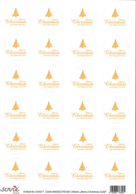 Produktbild von Sticker Aufkleber Design "Merry Christmas & Happy New Year", 4cm, 24 Stück