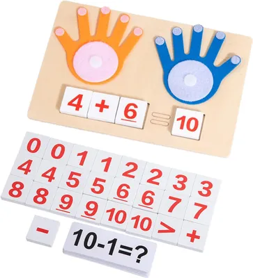 Produktbild von Montessori Spielzeug Lernspiel, Kinder Mathe Lernspielzeug aus Holz, Fingerzähl Mathespielzeug, Unterrichtsspielzeug für die frühe Bildung für Kinder
