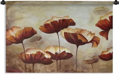 Produktbild von MuchoWow® Wandteppich Wandbehang Malerei - Blumen - Ölfarbe - Pflanzen 150x100 cm Tapisserie Dekoration Wandtuch - Waschbar - Tapisserien - Wand-Decke