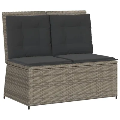 Immagine prodotto di vidaXL Panchina da giardino regolabile con cuscino Grigio Poli Rattan