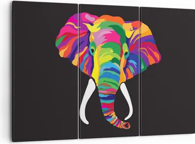 Produktbild von Bild auf Leinwand - Leinwandbild - Elefant spaß bunt tier - 105x70cm - Wand Bild - Wanddeko - Leinwanddruck - Bilder - Kunstdruck - Wanddekoration - Leinwand bilder - Wandkunst - CE105x70-2928