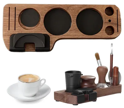 Kaffeestampfer-Set für 51/53/58 mm Siebträger, Walnussholz