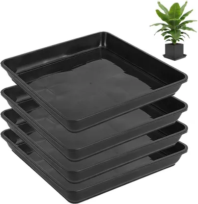 Imagen del producto de Soporte para plantas rectangular, de plástico, 29 x 29 cm, juego de 4 unidades, para balcón y jardín