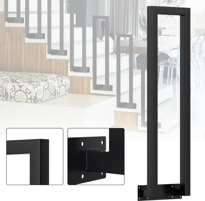 Produktbild von Jayseuw 95cm U-Form Treppengeländer für Innen und Außen - Schwarz Eisen Handlauf für Treppen, Flure, Loft und Dachboden Seitliche Montage