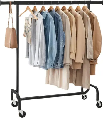 Productafbeelding van Kledingrek op wielen – uitschuifbare kledingstang – staal – 45 x (110–150) x 160 cm