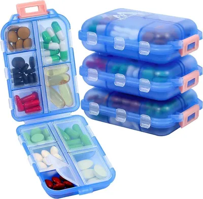 Produktbild von Tablettenbox 7 Tage Pillendose Medikamentenbox 10 Fächer Muchengbao Blau