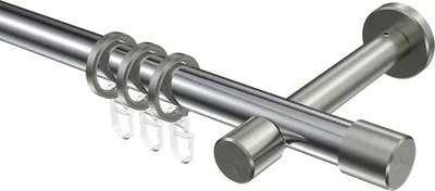 Produktbild von Interdeco Gardinenstange / Vorhangstange Chrom / Edelstahl-Optik, Typ Prestige Santo (Kappe), 20 mm Ø 1-läufig, 420 cm
