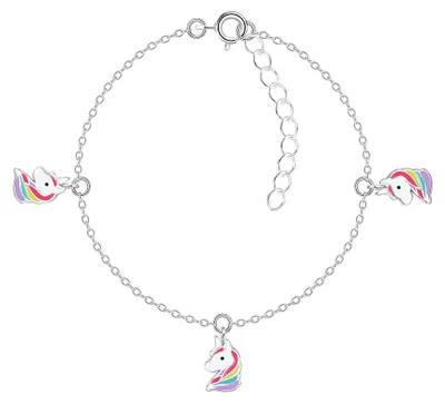 Produktbild von Armband Kinder: 925 Silber Armkette mit Einhorn