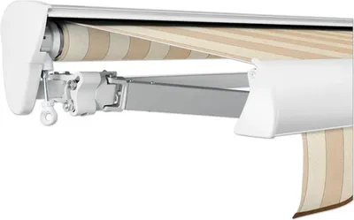 Produktbild von SOLUNA Halbkassettenmarkise Classic 5x2 Dessin S2238 Gestell E6EV1 silber eloxiert Antrieb links inkl. Kurbel