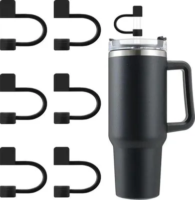 Image de Couvercles en silicone pour gobelets de 40 oz/30 oz - 6-11 mm - noir.