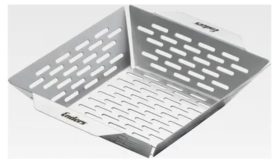 Produktbild von Grillkorb S aus Edelstahl für kleines Grillgut, B 25,5 x T 21 x H 5,5 cm, edelstahlfarben