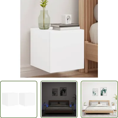Produktbild von The Living Store TV-Wandschränke mit LED-Leuchten 2 Stk. Weiß 30,5x35x30 cm