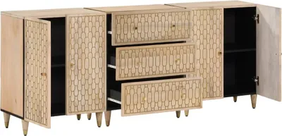Image de vidaXL Armoires d'appoint 3 pcs. 60x33x75 cm bois massif mangue