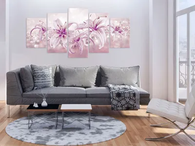 Produktbild von Akustikbild Blumen Lilien 200x100 cm Bilder Akustikschaum Hochleistungsschallabsorber Schallschutz Leinwand 5 tlg Wandbild Raumakustik Schalldämmung b-A-0314-b-o