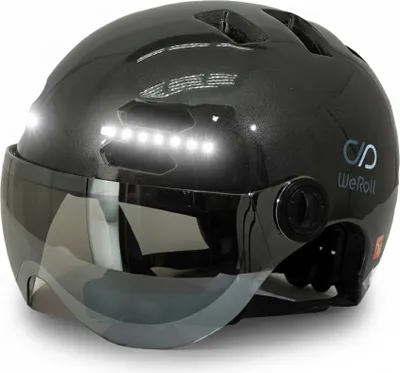 Produktbild von WeRoll Helm Fahrradhelm mit Blinkern Licht Visier E-Scooter LED Herren Damen Gr. M