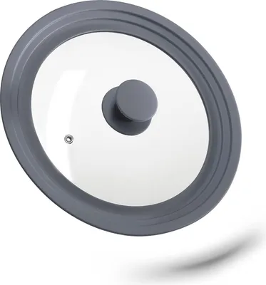 Produktbild von 2 x Topfdeckel universal, flexibler Glasdeckel mit Silikonrand & Dampfloch, Töpfe & Pfannen mit Ø 20-24cm, rot