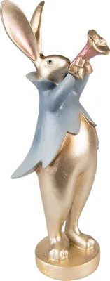 Produktbild von Clayre & Eef Figur Kaninchen 9x8x26 cm Goldfarbig Polyresin