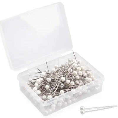Produktbild von Kopfstecknadeln Perlmutt Stecknadeln - 0,4 cm - Weiß - 100 Stück - Für Nähen und Basteln