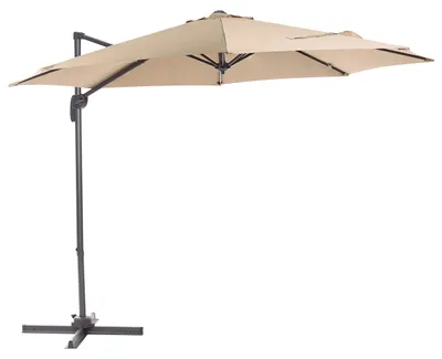 Zdjęcie produktu dla BELIANI Parasol ogrodowy beżowy na wysięgniku Ø300 cm podwieszany ciemnoszara aluminiowa rama