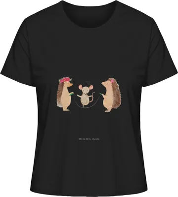 Produktbild von Mr. & Mrs. Panda Baumwoll T-Shirt Damen Igel Seilhüpfen Größe S - Schwarz - Geschenk, Damenshirt, Lustige Sprüche, Kinder, Maus, Kindergarten, Seilspringen, Oberteil