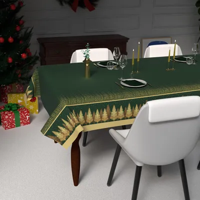 Produktbild von Soleil d'ocre, Tischdecke Festive imprimée fleckenabweisend rechteckig 140 x 240 cm FORET – Größe 240 x 140 cm (Rechteckig)