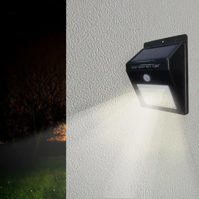 Produktbild von Solar LED Wandleuchte Schwarz 0.75W IP54 mit Bewegungsmelder - Kaltweiß 6000K - 8000K