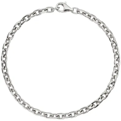 Produktbild von 3,9mm Armband Ankerkette aus 925 Silber rhodiniert diamantiert, 21cm