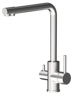 Produktbild von Küchenarmatur Edelstahl mit Wasserfilteranschluss doppelter Auslauf