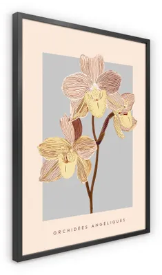 Immagine prodotto di STILER, quadro decorativo a parete, 50x70 cm, orchidee rosa, immagine di orchidee, quadro floreale, poster, decorazione da parete con cornice, adatto per soggiorno e camera da letto