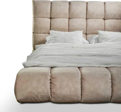 Produktbild von Luxuri Plüsch Bett im Schlafzimmer groß handlich Designer Bett Neu Innenbereich