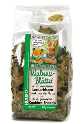 Produktbild von HUGRO NT Walnussblätter getrocknet | Ergänzungsfuttermittel für Nager und Kaninchen | 100 % Walnussblätter | Snack
